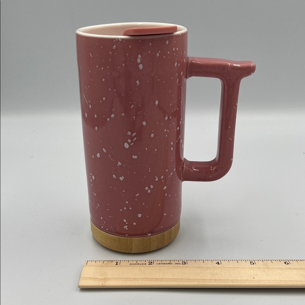 Ceramic Travel Mug with Lid - Dusty Rose Speckled